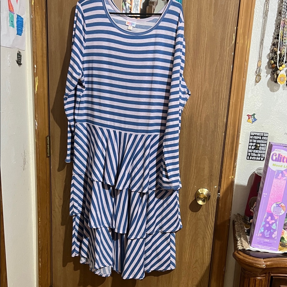 LuLaRoe Dress with Blue and White Stripes